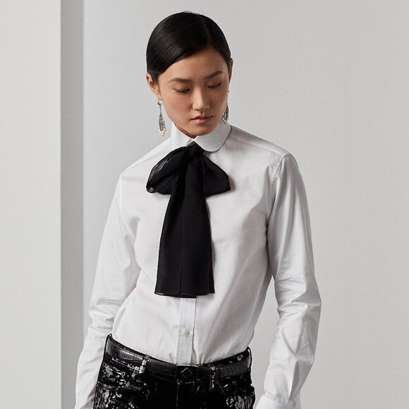 NWOT $995 Ralph Lauren Purple label Cormac Bow White Shirt - Picture 13 of 17